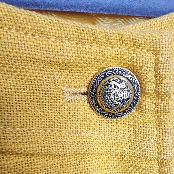 SANDRO Sportswear Yellow Safari Vest Jacket Multi Pocket Linen Cotton Sz XL - Picture 9 of 11